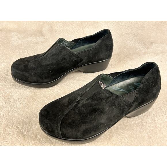Dansko Clog Suede Leather Women's Slip On Comfort Heel Shoe Size 39 Black - Picture 2 of 8
